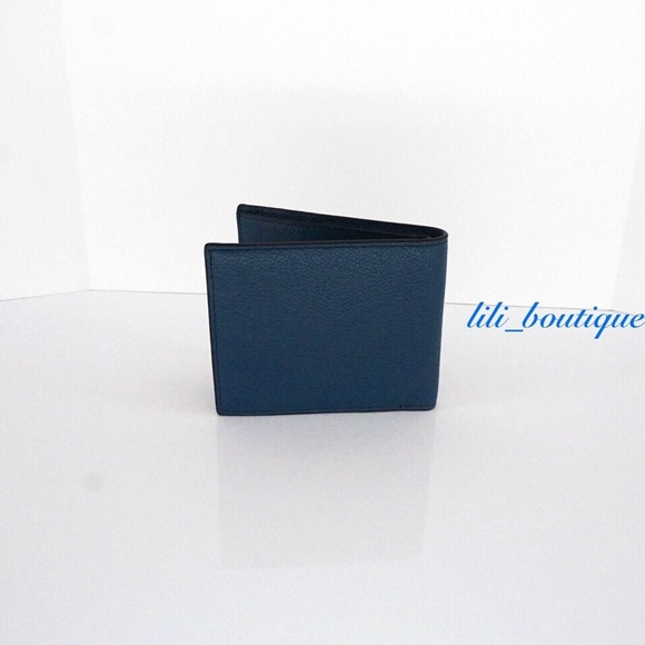 NWT New Michael Kors Men's Russel Billfold Wallet Leather Ocean Blue No Box $118 - Picture 2 of 7